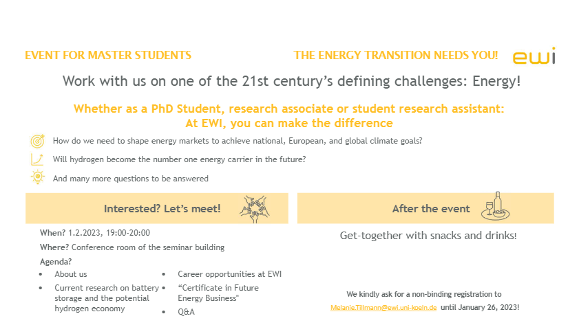 EVENT FOR MASTER STUDENTS – The energy transition needs YOU!